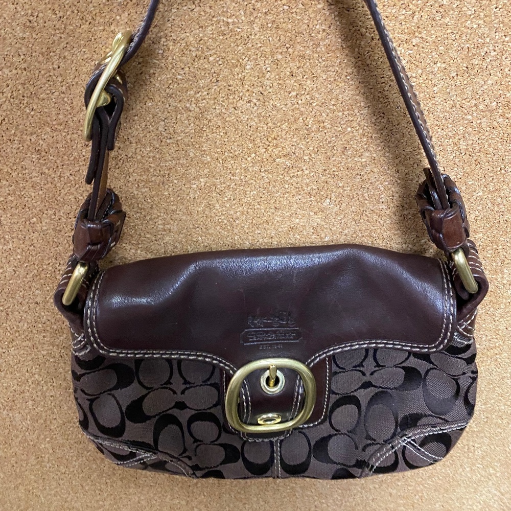 Coach Signature Buckle Flap Shoulder Satchel